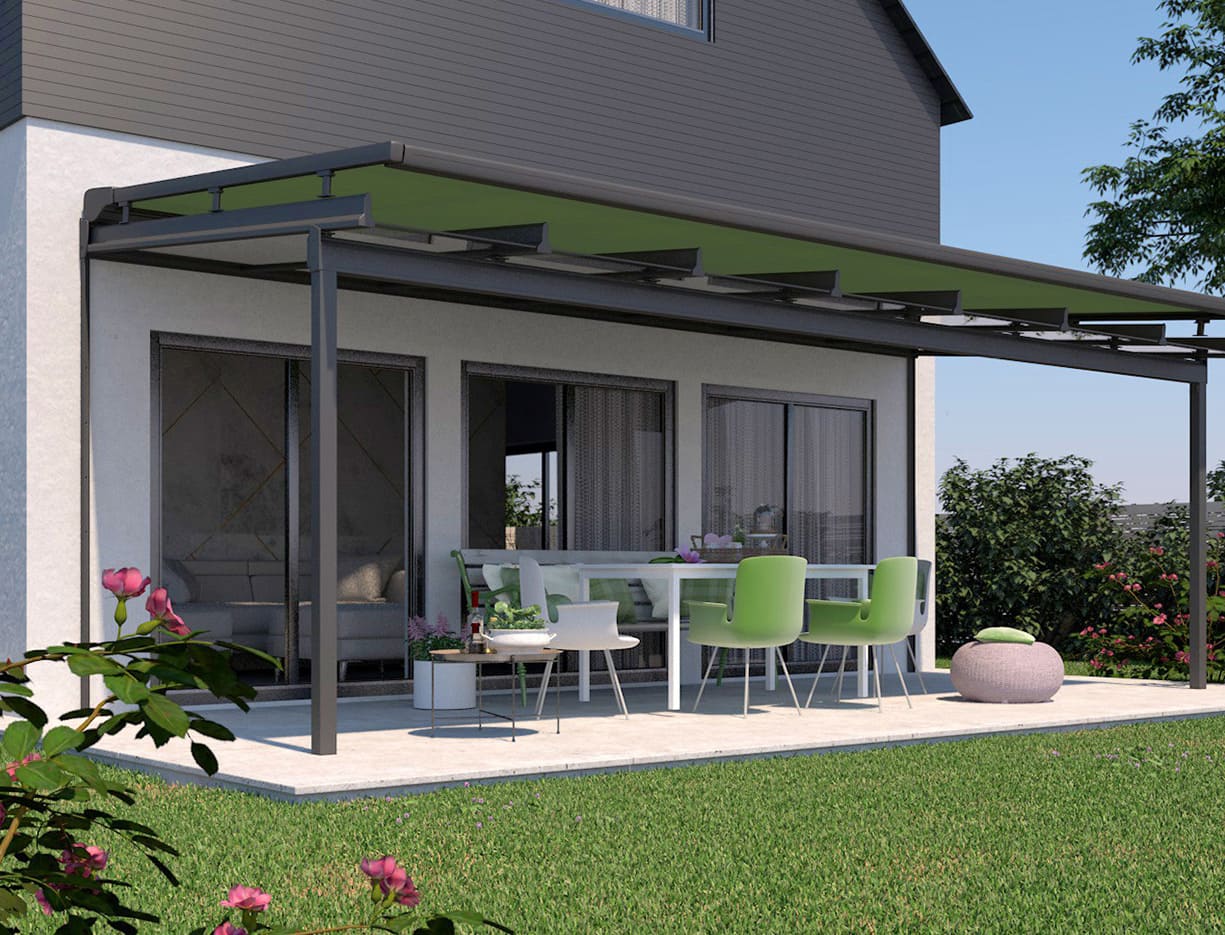 Conservatory awning ERHARDT HS - perfect fabric tensioning